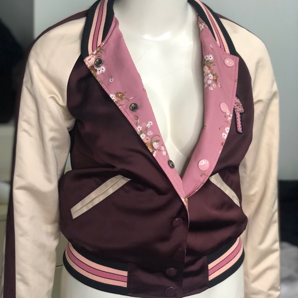 Coach Reversible Satin Varsity Style Bomber Jacket - Picture 10 of 16